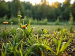 Potężny dąb w gęstym, słonecznym lesie, symbolizujący naturalną zdolność drzew do pochłaniania dwutlenku węgla.